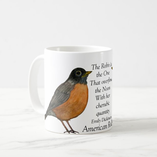 Red Robin Bird White Coffee Mugg (Framsida vänster)