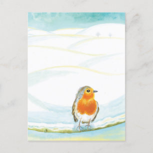 Red Robin Bird & Winter Illustration Helg Vykort