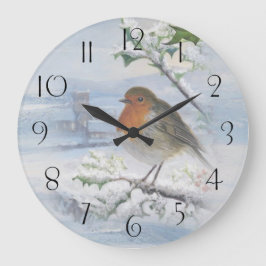Red Robin Bird Winter-jul Stor Klocka