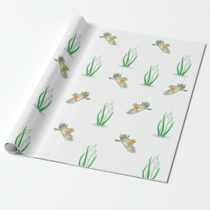 Red Robin Birds och Snowdrops vår mönster Presentpapper