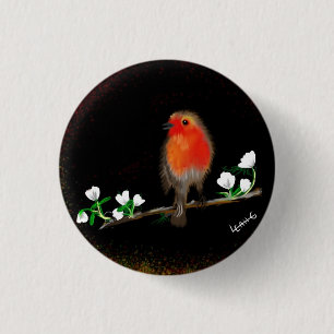 Red Robin-brickor och stift, originalkonst tecknin Knapp