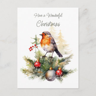 Red Robin Christmas Postcard Vykort