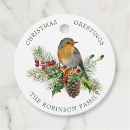 Red Robin, gräs, jul Holly, klockor Favor Taggar Gåvor Etiketter