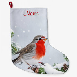 Red Robin Helgdag jul Stocking Stor Julstrumpa