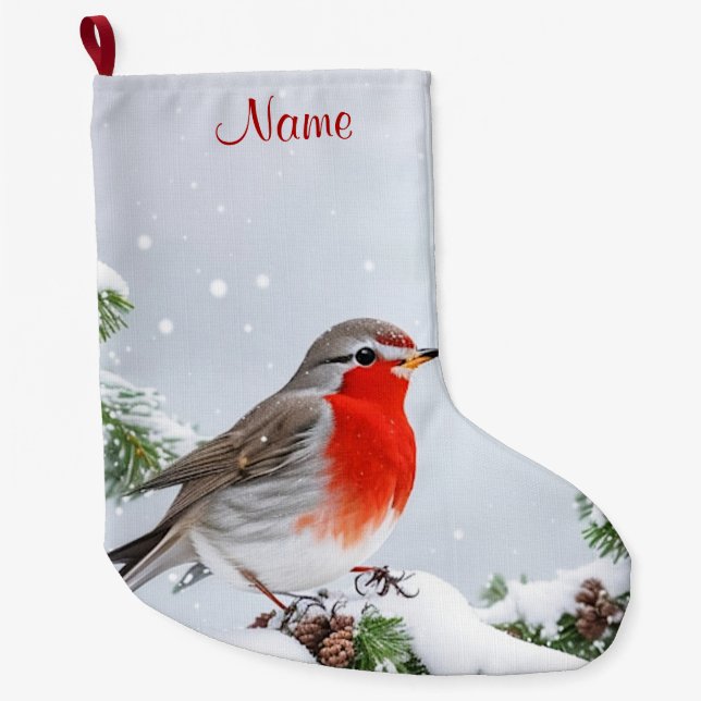Red Robin Helgdag jul Stocking Stor Julstrumpa (Framsidan)