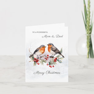 Red Robin Holly Mamma & Pappa jul Kort
