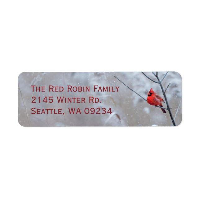 Red Robin i julen i Snö Returadress Etikett (Framsidan)