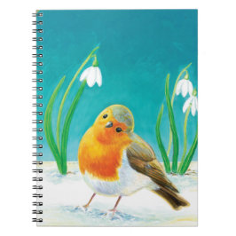 Red Robin Illustration-anteckningsbok Anteckningsbok