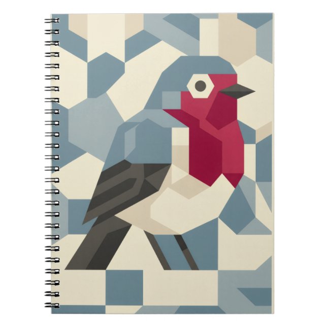 Red Robin in Vector Block Spiral Notebook Anteckningsbok (Framsidan)