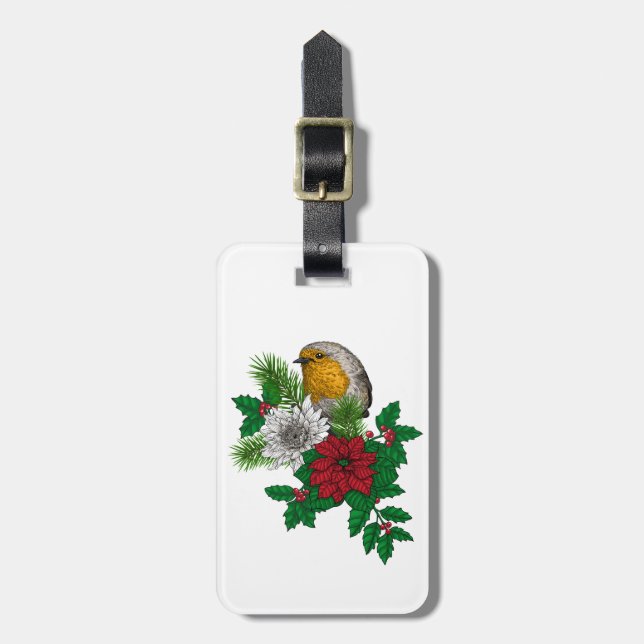 Red robin på Christhmas dekoration Bagagebricka (Vertikal Framsida)
