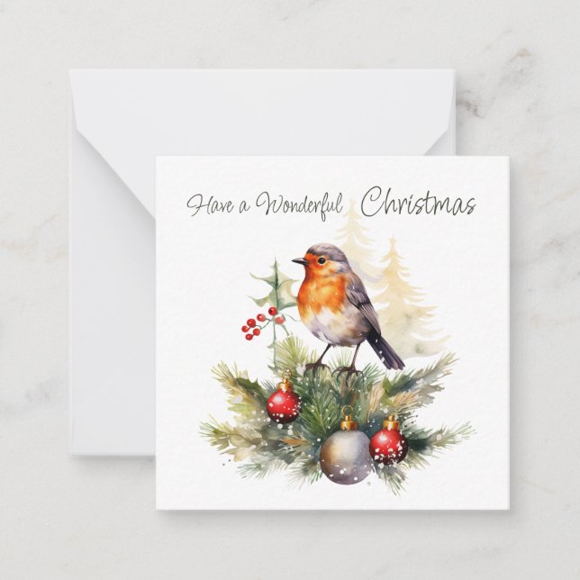Red Robin Pine Christmas Enclosure Card Anteckningskort (Framsida)