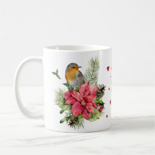 Red Robin Poinsettia jul Mugg