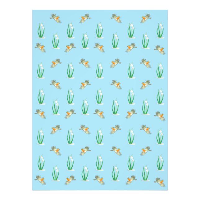 Red Robins and Snowdrops Fototryck (Framsidan)