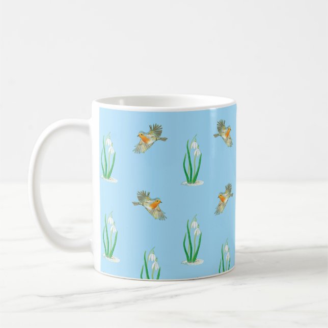Red Robins and Snowdrops Kaffemugg (Vänster)