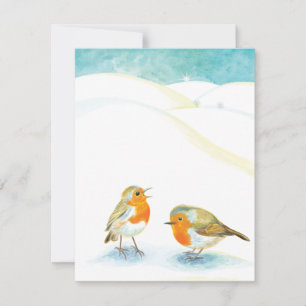Red Robins in Winter Julkort