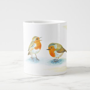 Red Robins in Winter Jumbo Mugg