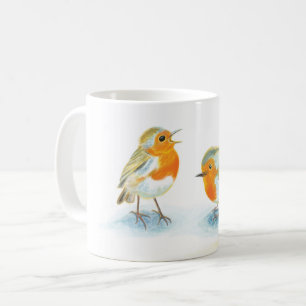 Red Robins in Winter Kaffemugg