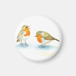 Red Robins in Winter Magnet