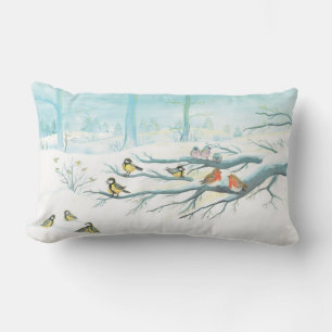 Red Robins & Tit Birds in Winter Forest Lumbarkudde