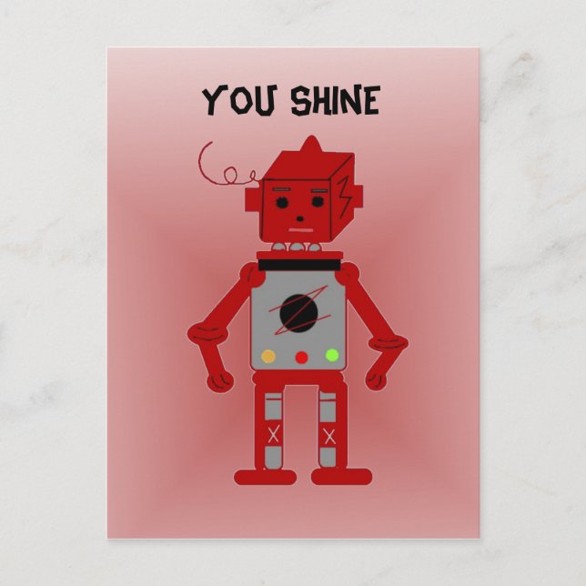Red Robot - du Shine Vykort (Framsida)