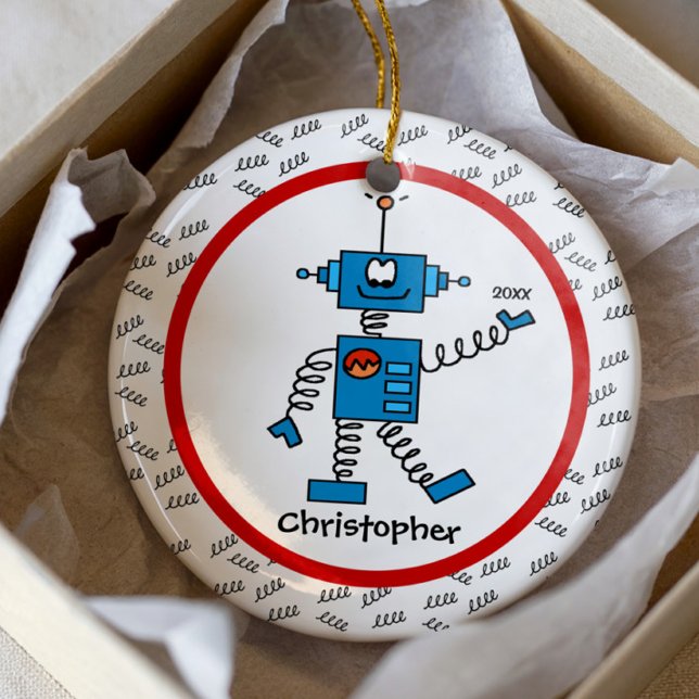 Red Robot Personlig Boy jul Ornament (Skapare uppladdad)