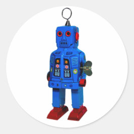 RED ROBOT STICKER RUNT KLISTERMÄRKE