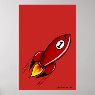 "Red Rocket 01" - Poster i raketserien (röd)