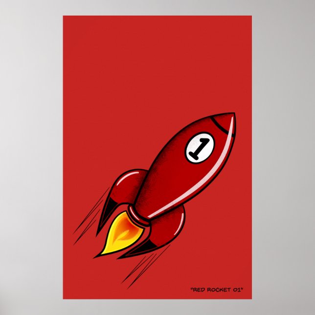 "Red Rocket 01" - Poster i raketserien (röd) (Framsidan)