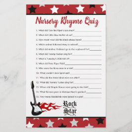 Red Rockstjärna Baby Shower Nursery Rhyme Quiz