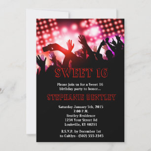 Red Rockstjärna Sweet 16 Birthday Call Inbjudningar
