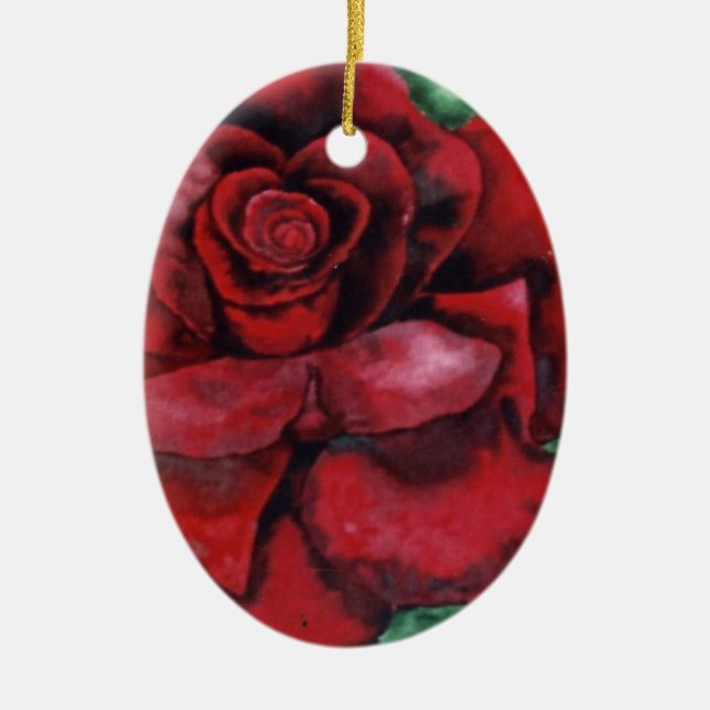 "Red, Röd ros" Blommigt Ornament (Framsidan)