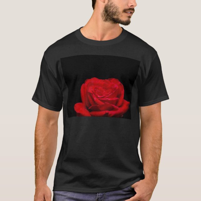Red Röd ros Tee Shirt (Framsida)