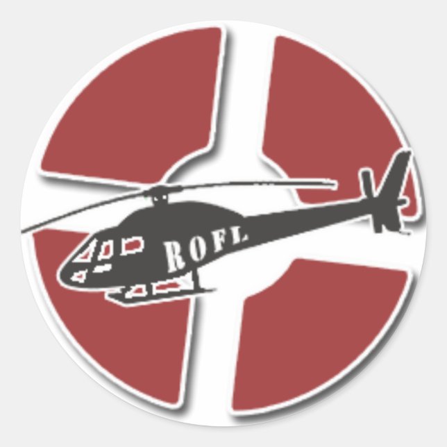 Red RoFL Copter Sticker Runt Klistermärke (Framsida)