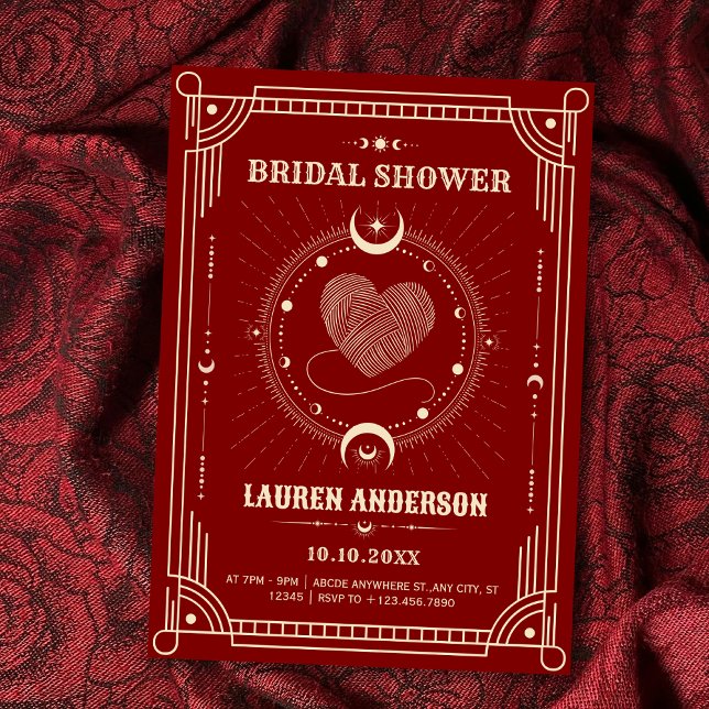 Red romance  boho mystical moon bridal shower inbjudningar (Skapare uppladdad)