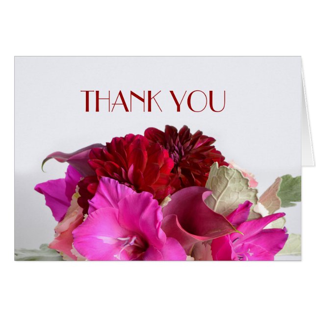 Red Romantic Bouquet Tack Hälsningskort (Framsidan Horizontal)