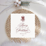Red Romantic Calligraphy God jul Helgdag Pappersservett<br><div class="desc">Den här julnapkin har elegant och romantisk kalligrafiklingning,  accentuerad med en vinter-berusbukett. Om du vill ha en mer avancerad anpassning av den här designen klickar du på BLUE DESIGN VERKTYG. Matchande objekt är också tillgängliga.</div>