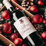 Red Romantic Calligraphy God jul Vinflaska Etikett<br><div class="desc">Den här juletiketten vin har elegant och romantisk,  snabb kalligrafiklämtning,  accentuerad med en höstbukett. Om du vill ha en mer avancerad anpassning av den här designen klickar du på BLUE DESIGN VERKTYG. Matchande objekt är också tillgängliga.</div>