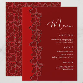 Red Romantic Hearts Swirls Valentine Day Helgdag Meny