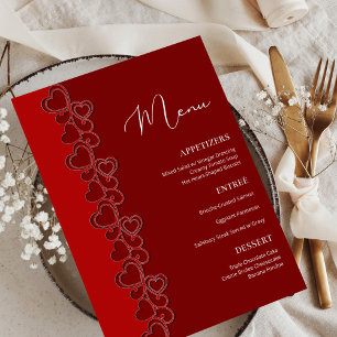 Red Romantic Hearts Swirls Valentine Day Helgdag Meny