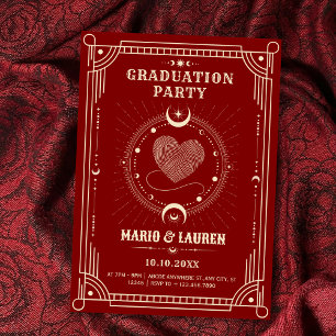 Red romantik tarot boho måne Studenten Inbjudningar