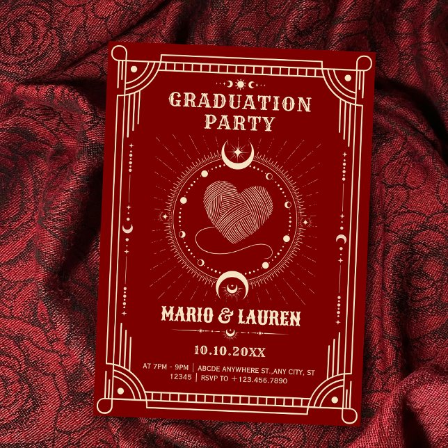 Red romantik tarot boho måne Studenten Inbjudningar (Skapare uppladdad)