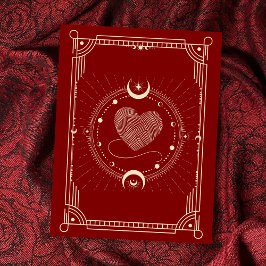 Red romantik tarot boho måne vykort