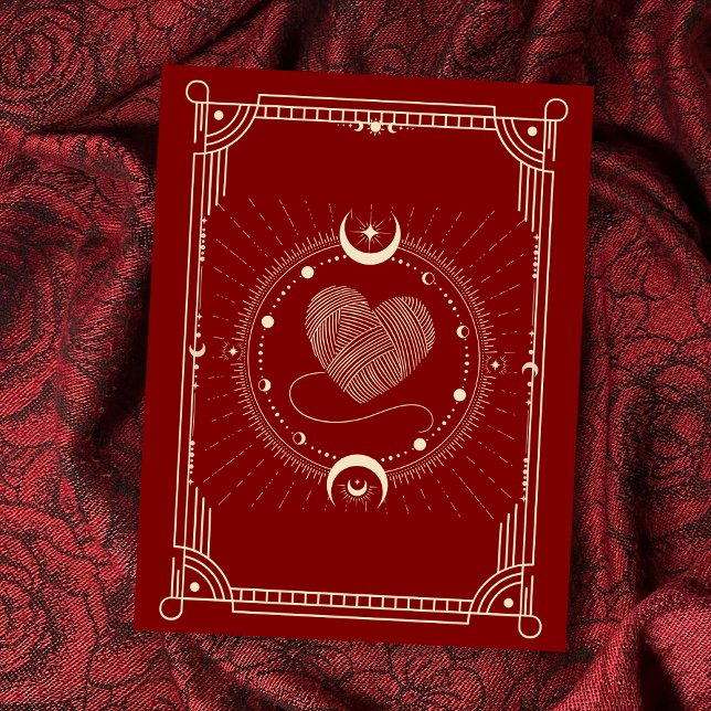Red romantik tarot boho måne vykort (Skapare uppladdad)