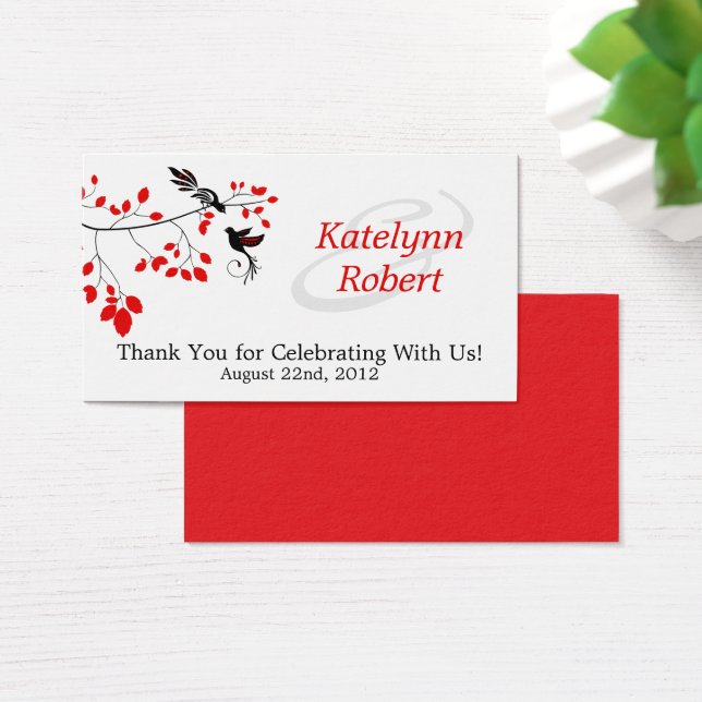 Red Romantik Wedding Favor Märkre Visitkort (Skivbord)