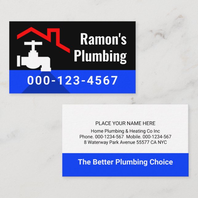 Red Roof With Leaking Faucet Visitkort (Fram/baksida)