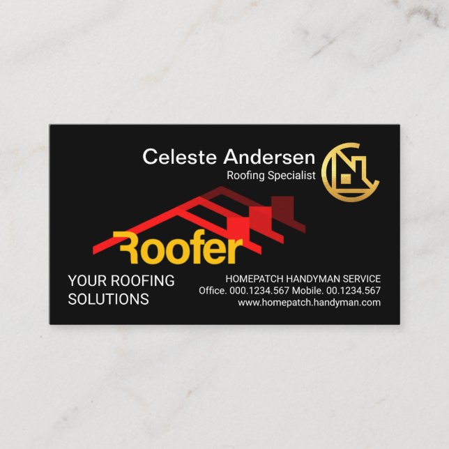 Red Roofer Roofing Tak Builder Visitkort (Framsida)