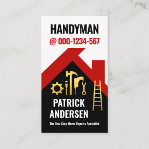 Red Rooftop Byggnad Handyman Visitkort