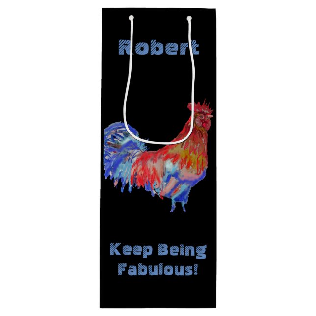 Red Rooster Watercolor Mans Name Gift Present Wine (Framsidan)