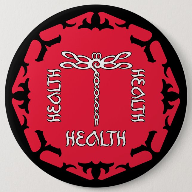 Red Root Chakra "Health" Dragonfly Design Knapp (Framsida)