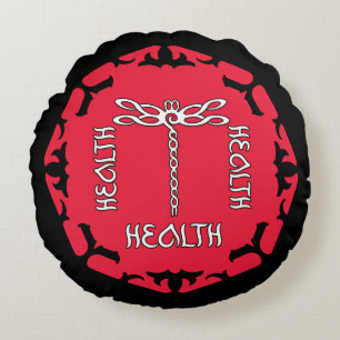 Red Root Chakra "Health" Dragonfly Design Rund Kudde